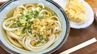 栗林公園近くの讃岐うどん上島屋本店で「ひやかけうどん」を高野豆腐天ぷらと共に食す！【香川の旅#5】