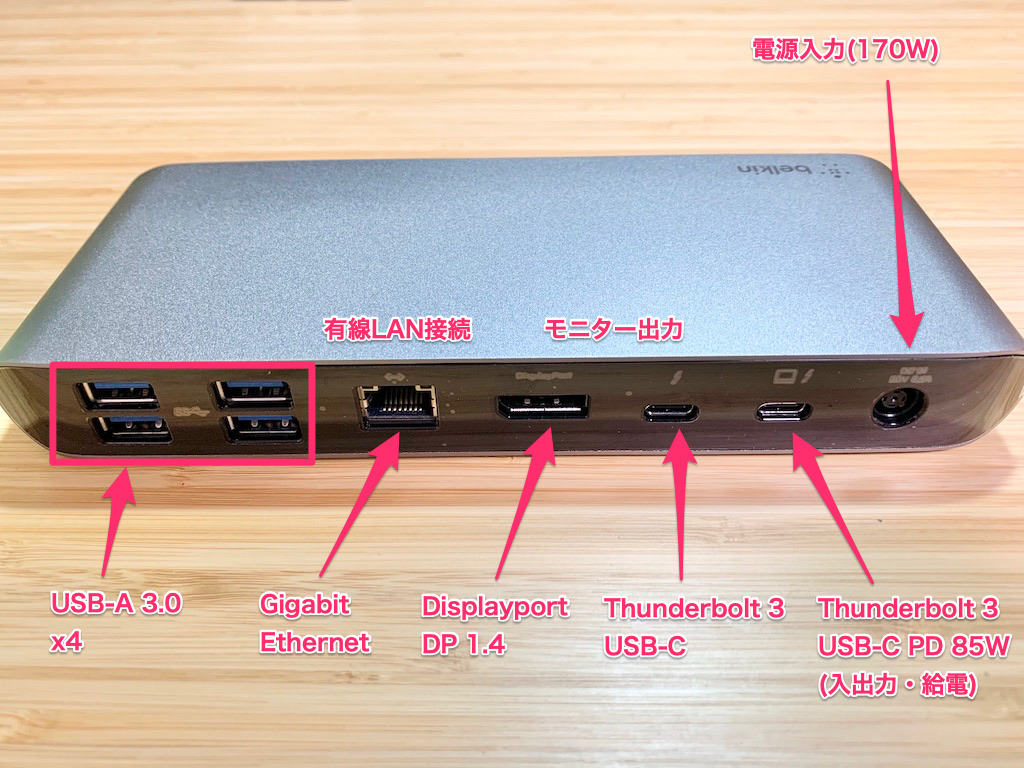 belkin Thunderbolt 3 Dock Pro 裏面